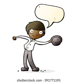 cartoon man tipping hat with speech bubble