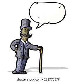 caricaturista con sombrero superior con bastón