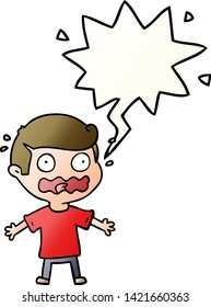 cartoon man totally stressed out with speech bubble in smooth gradient style