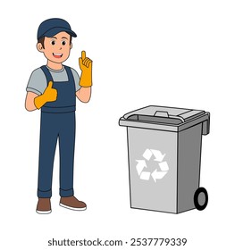 Hombre de dibujos animados Trash Collector Ilustración vectorial