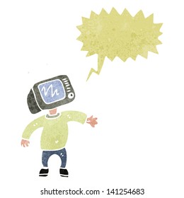 caricaturista con cabeza de TV