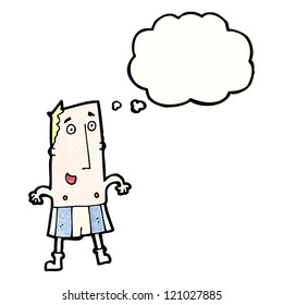 cartoon man in underpants with thought bubble