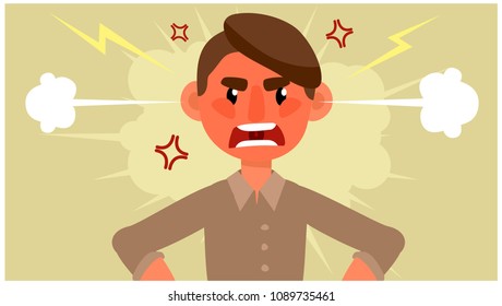 cartoon man is upset. negative emotion. vector illustration