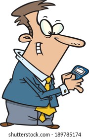 cartoon man using his cell phone