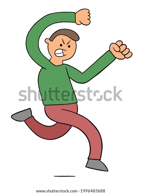 Cartoon Man Very Angry Chasing Vector Stock Vector (Royalty Free ...