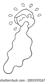 El caricaturista es vómito, ilustración vectorial. Color blanco y negro delineado.