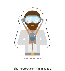 cartoon man with vr goggles control vector illustration eps 10