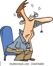 cartoon man waiting
