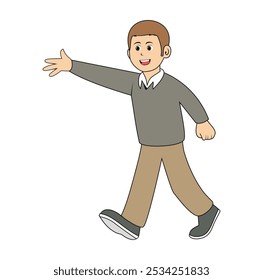  Ilustração do vetor de caminhada do homem dos desenhos animados