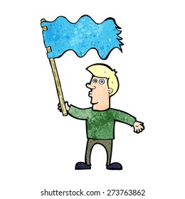 cartoon man waving flag