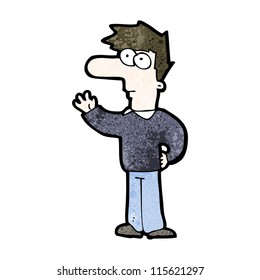 cartoon man waving goodbye