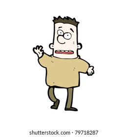 cartoon man waving goodbye