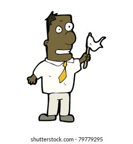 caricaturista con bandera blanca