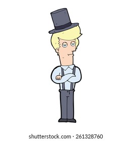 cartoon man wearing braces and top hat