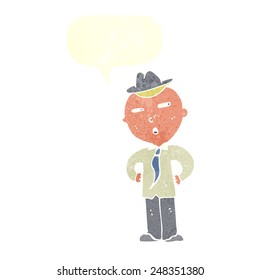 Cartoon-Mann mit Hut mit Sprachblase