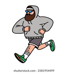 cartoon man wearing hoodie jogging wear sunglasses very cool