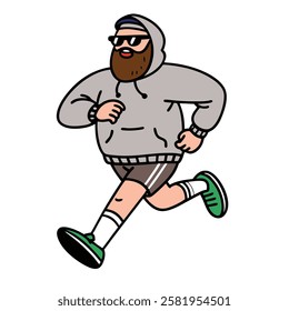 cartoon man wearing hoodie jogging wear sunglasses very cool