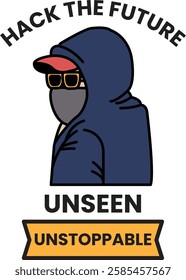 A cartoon of a man wearing a hoodie in the style of sign illustrations