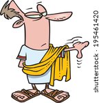 cartoon man wearing a toga with a thumbs down