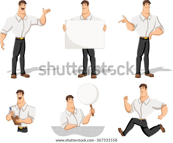 Cartoon Man Wearing White Shirt Different Stock Vector (Royalty Free ...