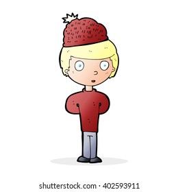 cartoon man wearing winter hat