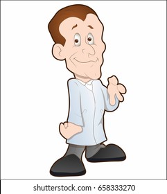 Cartoon man in a white coat