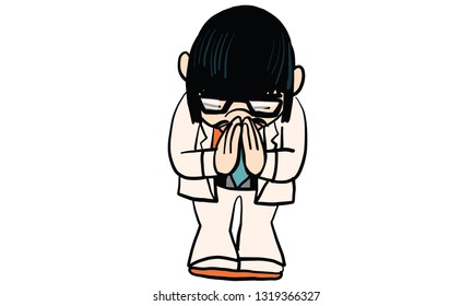 Cartoon man in white suite vector