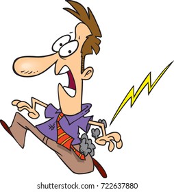 cartoon man who is being struck by lightning