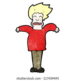 cartoon man in wind