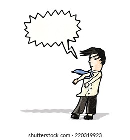 cartoon man in wind shouting