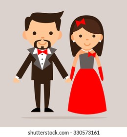 cartoon man and woman