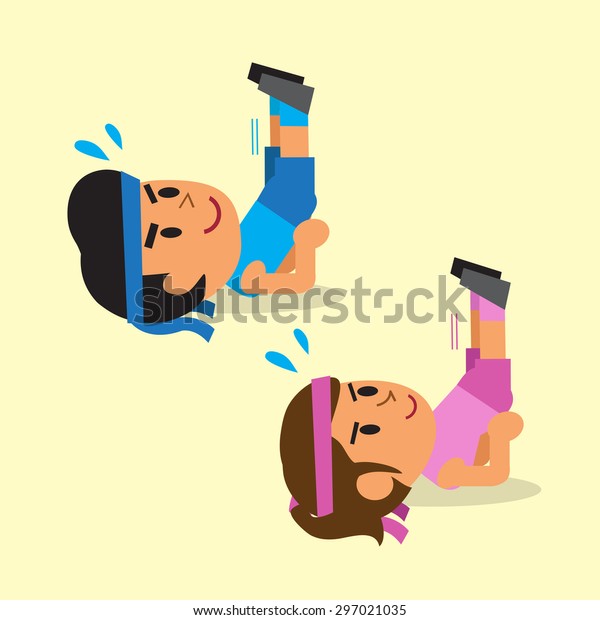 Cartoon Man Woman Doing Shoulder Stand Stock Vector (Royalty Free ...