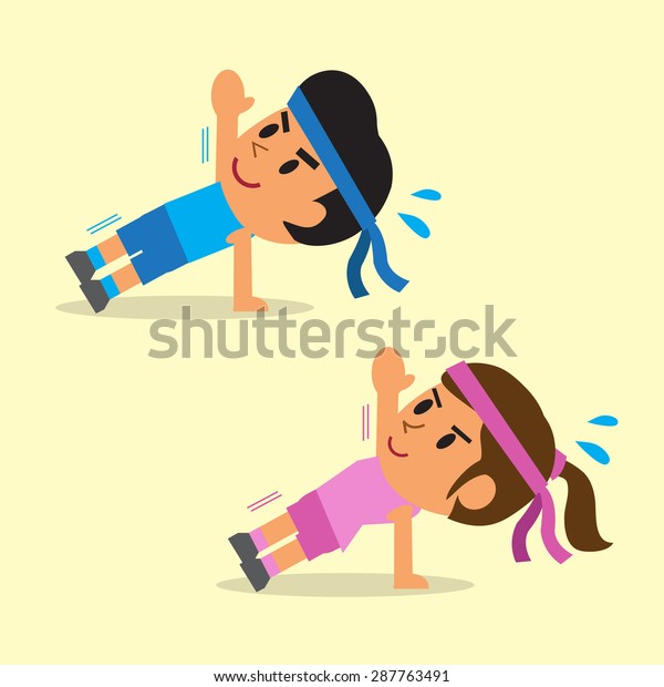 Cartoon Man Woman Doing Side Plank Stock Vector (Royalty Free) 287763491