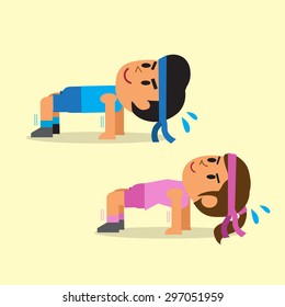 Cartoon Man Woman Doing Table Stretch Stock Vector (Royalty Free) 297051959