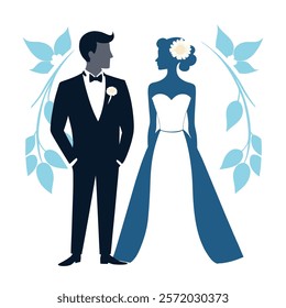 Cartoon man and woman standing