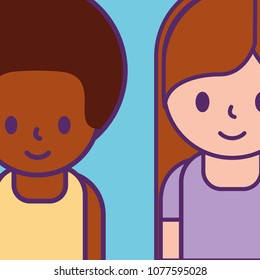 cartoon man and woman young characters