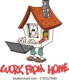 Cartoon man working from home to be safe from corona virus vector illustration