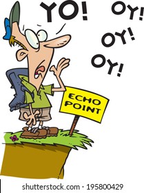 Cartoon Man Yelling At An Echo Point