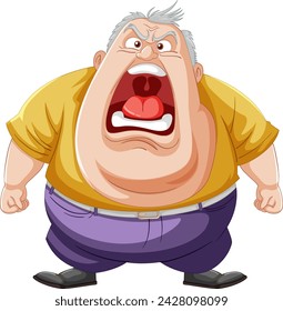 Cartoon of a man yelling with a furious expression