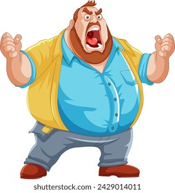 Cartoon of a man yelling with a furious expression