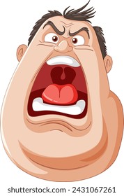 Cartoon of a man yelling with a furious expression