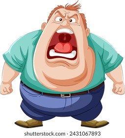 Cartoon of a man yelling with a furious expression