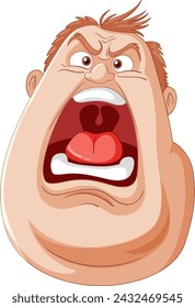 Cartoon of a man yelling with a furious expression