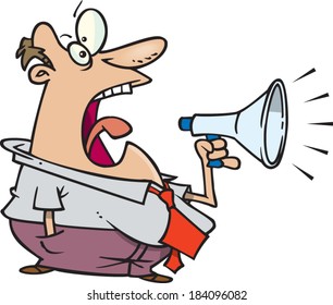 cartoon man yelling into a megaphone