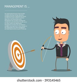 Cartoon manager with bow and arrow