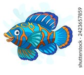 Cartoon mandarin fish isolated on white background