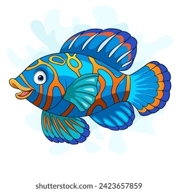 Cartoon mandarin fish isolated on white background