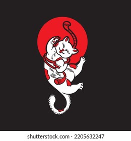 Cartoon maneki neko cat. Vector illustration
