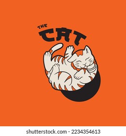 Cartoon maneki neko cat. Vector illustration