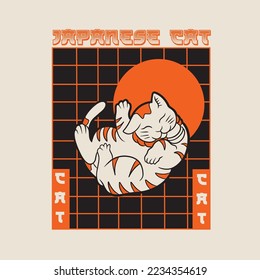 Cartoon maneki neko cat. Vector illustration